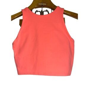 Athleta Size XS Conscious Coral Racerback Wicking Crop Top Built In Bra